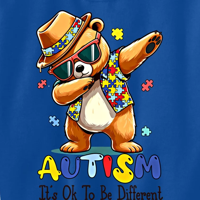 ItS Ok To Be Different Autism Awareness Dabbing Bear Animal Gift Kids Sweatshirt