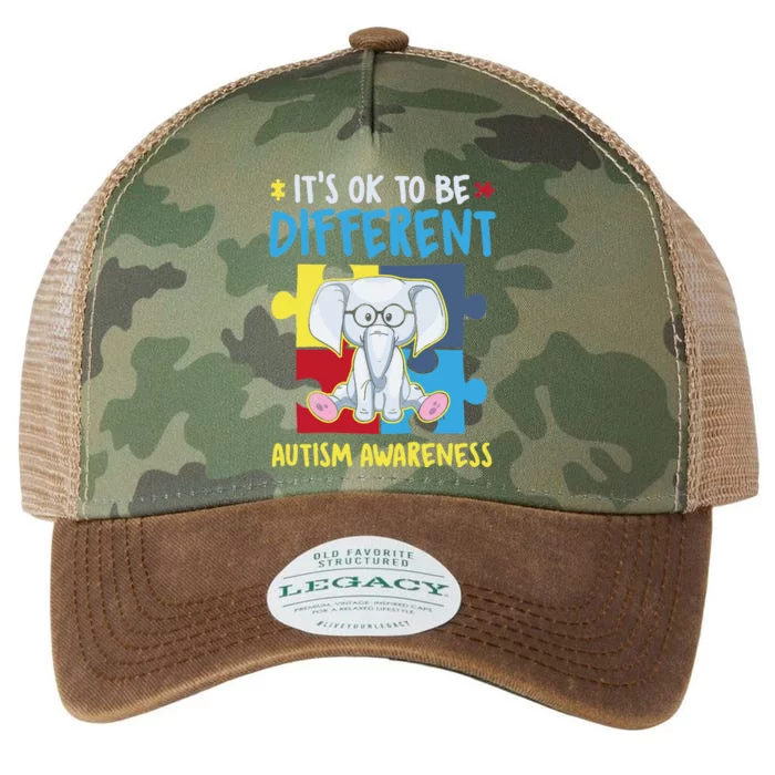 It's Ok To Be Different Cute Autism Awareness Elephant Legacy Tie Dye Trucker Hat