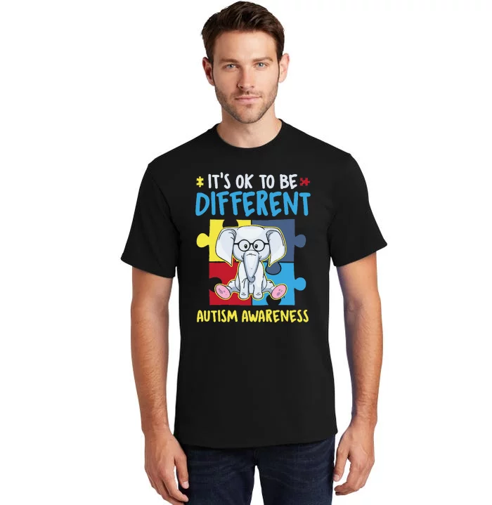 It's Ok To Be Different Cute Autism Awareness Elephant Tall T-Shirt