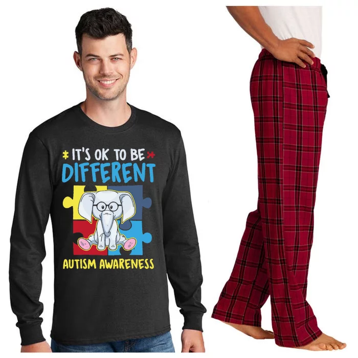 It's Ok To Be Different Cute Autism Awareness Elephant Long Sleeve Pajama Set