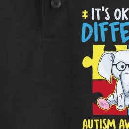 It's Ok To Be Different Cute Autism Awareness Elephant Dry Zone Grid Performance Polo