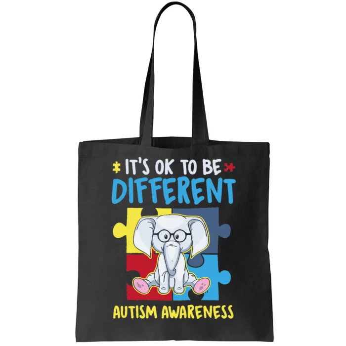 It's Ok To Be Different Cute Autism Awareness Elephant Tote Bag