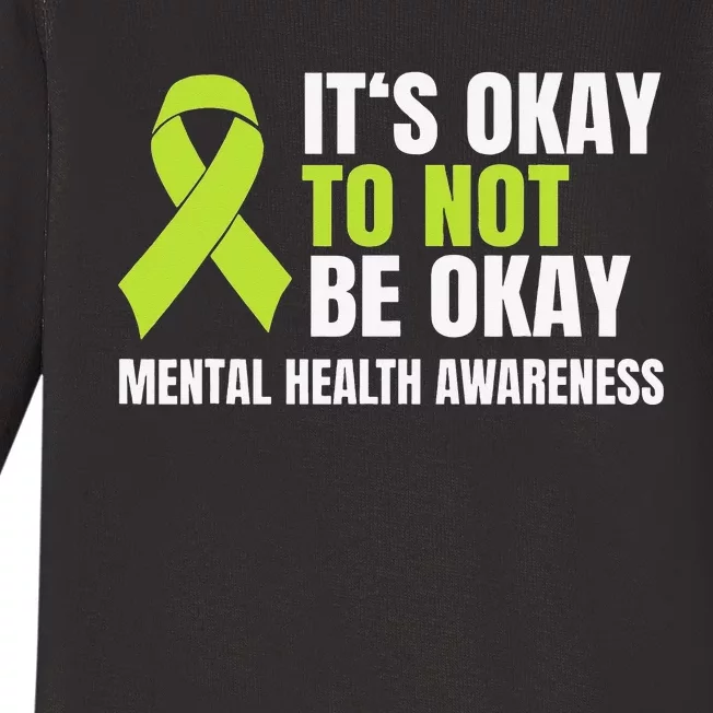 It's Okay To Not Be Okay Mental Health Ribbon Baby Long Sleeve Bodysuit