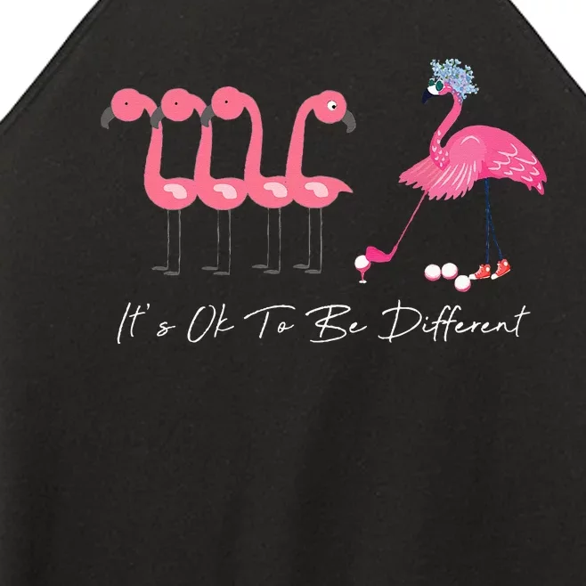 It's Ok To Be Different Funny Flamingo Golf Lover Women’s Perfect Tri Rocker Tank