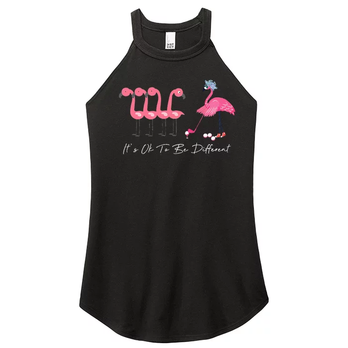 It's Ok To Be Different Funny Flamingo Golf Lover Women’s Perfect Tri Rocker Tank