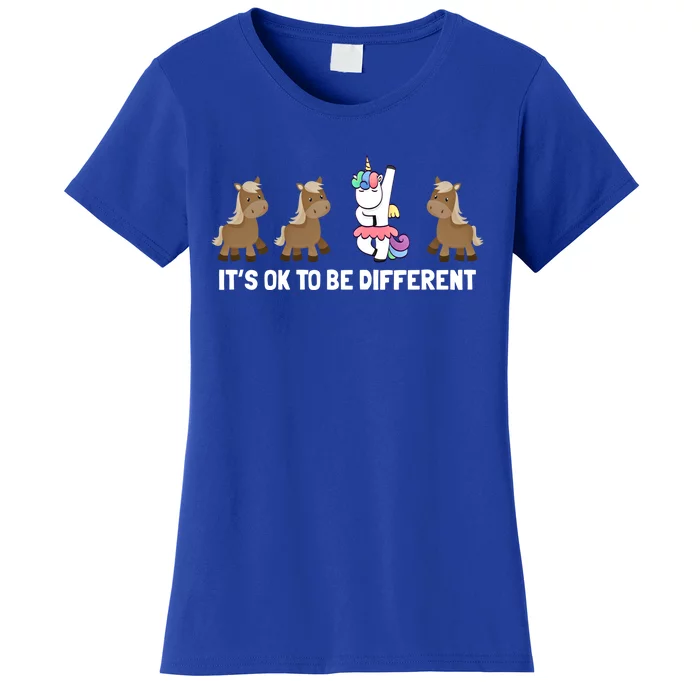 ItS Ok To Be Different Autism Awareness Unicorn Gift Women's T-Shirt