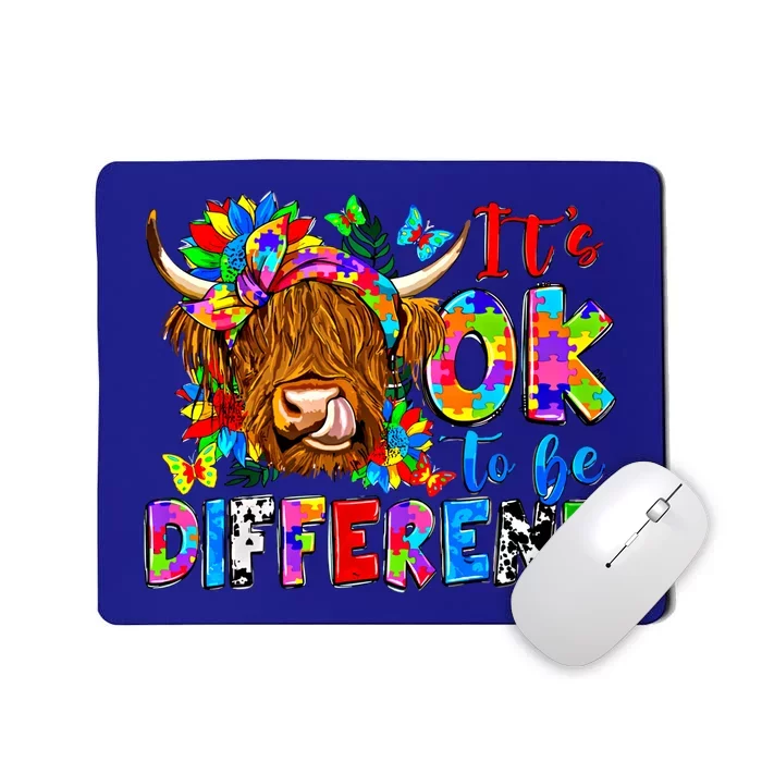 ItS Ok To Be Different Colorful Cow Autism Awareness Month Gift Mousepad