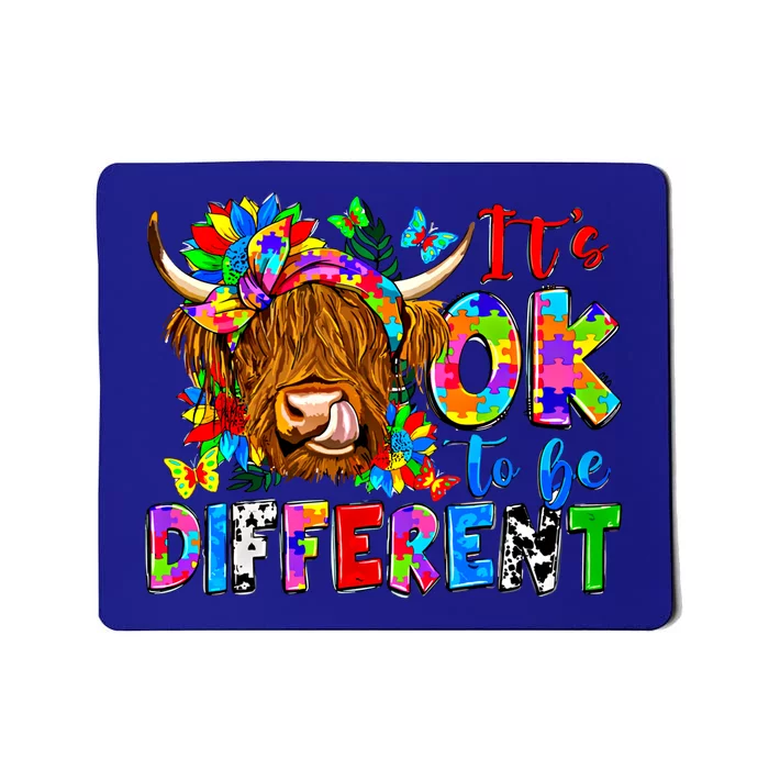 ItS Ok To Be Different Colorful Cow Autism Awareness Month Gift Mousepad