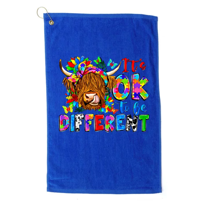 ItS Ok To Be Different Colorful Cow Autism Awareness Month Gift Platinum Collection Golf Towel