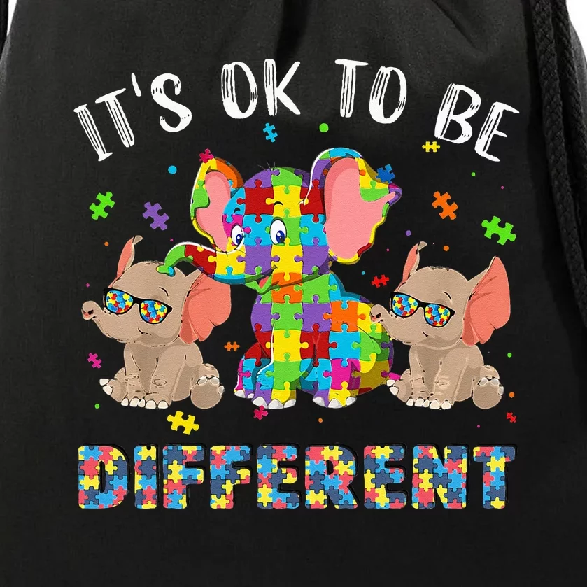 It's Ok To Be Different Elephant Puzzle Autism Awareness Day Drawstring Bag