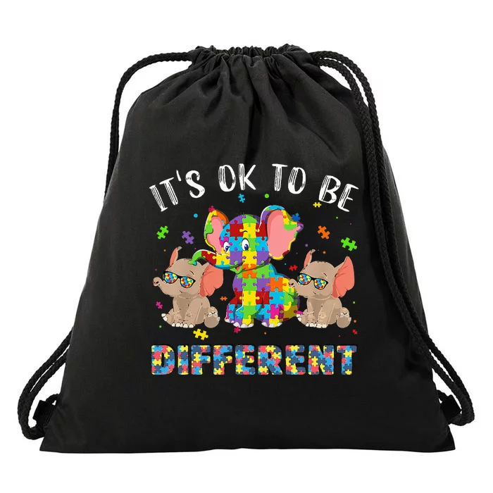 It's Ok To Be Different Elephant Puzzle Autism Awareness Day Drawstring Bag