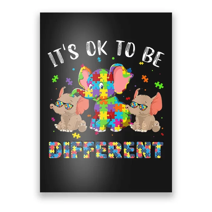 It's Ok To Be Different Elephant Puzzle Autism Awareness Day Poster