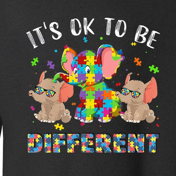 It's Ok To Be Different Elephant Puzzle Autism Awareness Day Toddler Sweatshirt