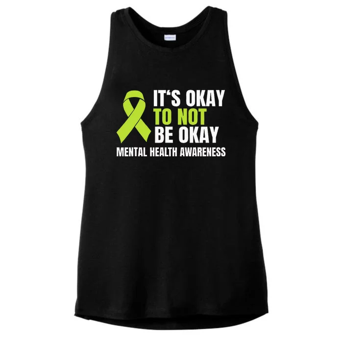 ItS Okay To Not Be Okay Mental Health Ribbon Ladies Tri-Blend Wicking Tank