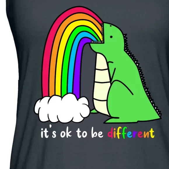 It's Ok To Be Different Autism Awareness Dinosaur Ladies Essential Flowy Tank