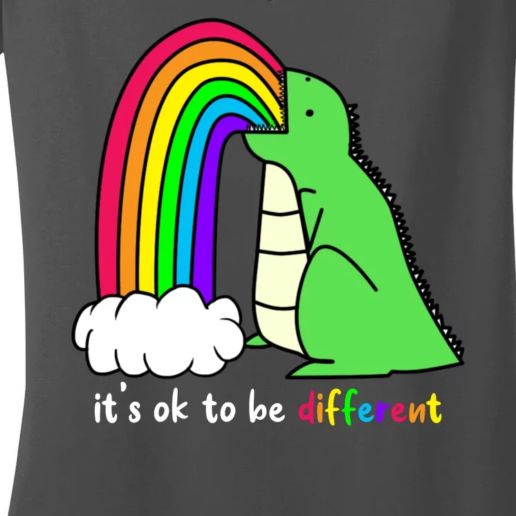 It's Ok To Be Different Autism Awareness Dinosaur Women's V-Neck T-Shirt