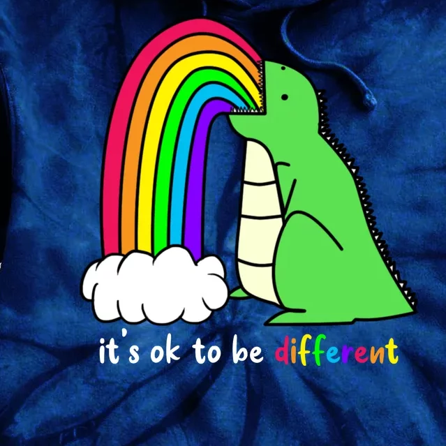 It's Ok To Be Different Autism Awareness Dinosaur Tie Dye Hoodie