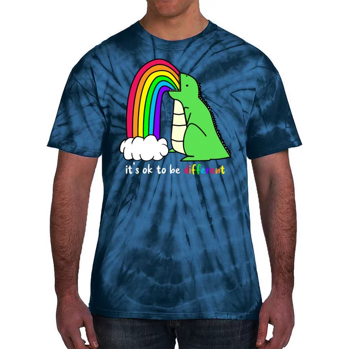 It's Ok To Be Different Autism Awareness Dinosaur Tie-Dye T-Shirt