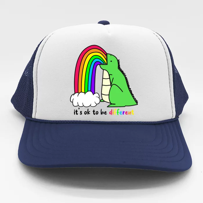 It's Ok To Be Different Autism Awareness Dinosaur Trucker Hat