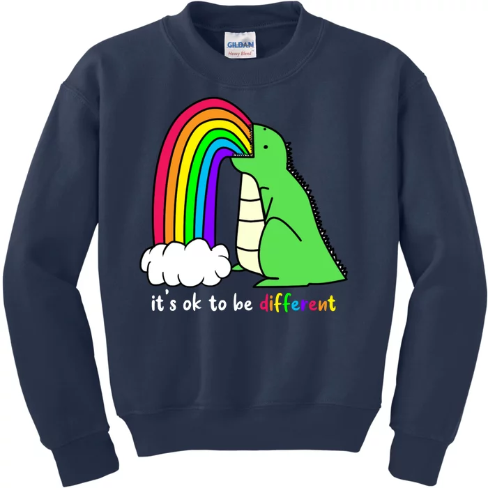 It's Ok To Be Different Autism Awareness Dinosaur Kids Sweatshirt