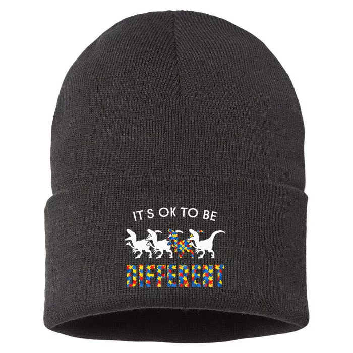 It's Ok To Be Different Autism Awareness Dinosaur Sustainable Knit Beanie