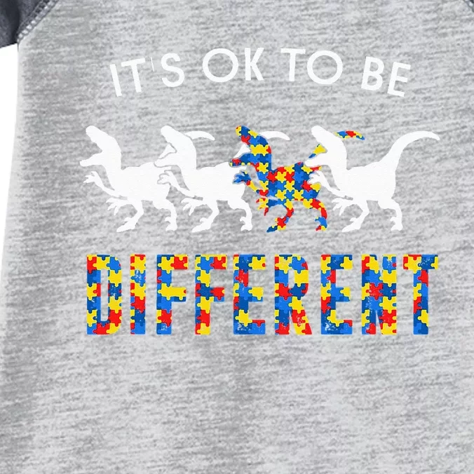 It's Ok To Be Different Autism Awareness Dinosaur Infant Baby Jersey Bodysuit