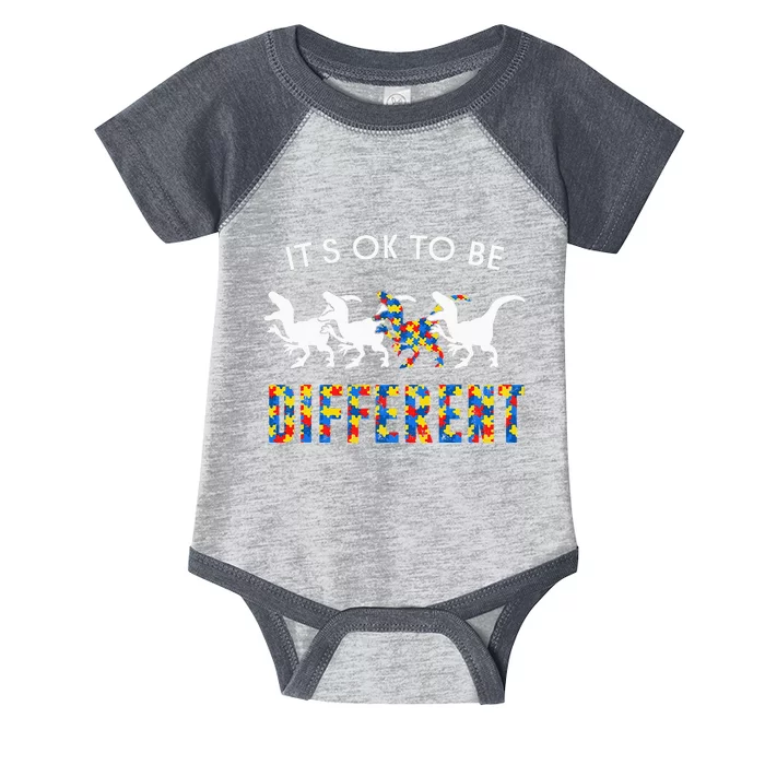 It's Ok To Be Different Autism Awareness Dinosaur Infant Baby Jersey Bodysuit