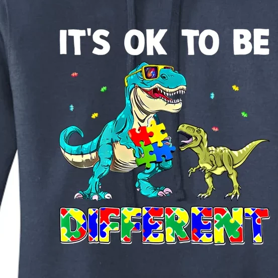 ItS Ok To Be Different Dinosaur Autism Awareness Gift Women's Pullover Hoodie