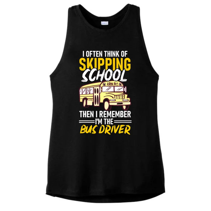 I Often Think Of Skipping School Funny Bus Driver School Bus Ladies Tri-Blend Wicking Tank