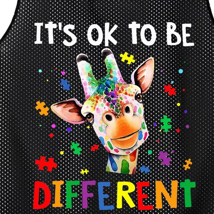 its ok to be different autism awareness giraffe Mesh Reversible Basketball Jersey Tank