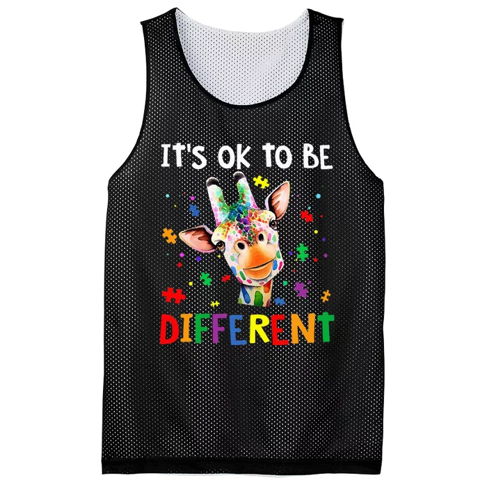 its ok to be different autism awareness giraffe Mesh Reversible Basketball Jersey Tank