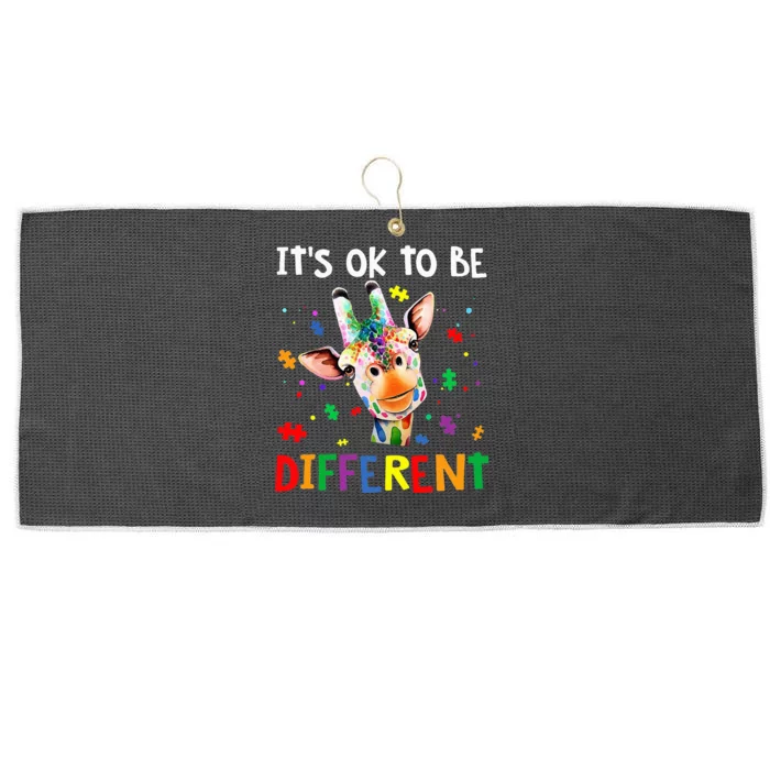 its ok to be different autism awareness giraffe Large Microfiber Waffle Golf Towel