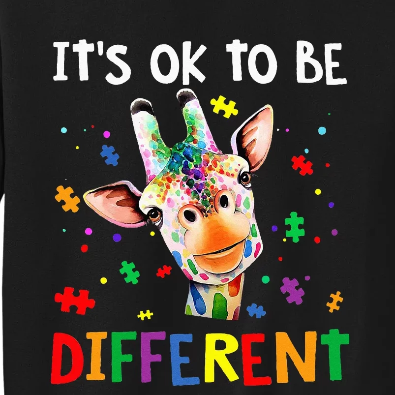 its ok to be different autism awareness giraffe Tall Sweatshirt