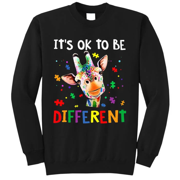 its ok to be different autism awareness giraffe Tall Sweatshirt