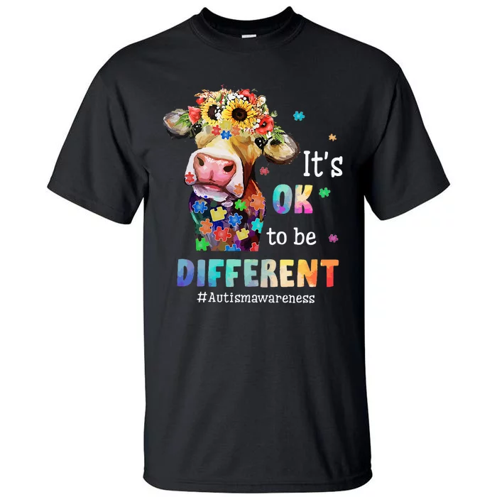 It's Ok To Be Different Heifer Cow Autism Awareness Tall T-Shirt