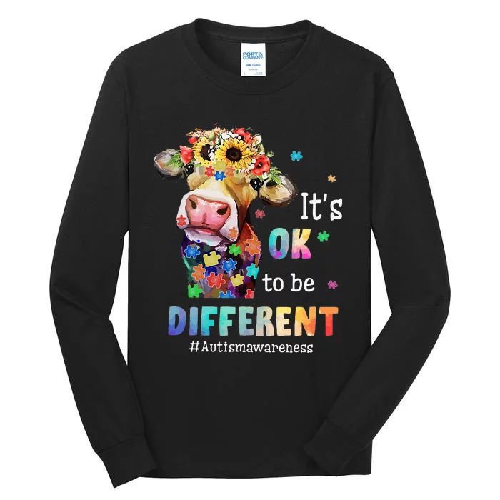 It's Ok To Be Different Heifer Cow Autism Awareness Tall Long Sleeve T-Shirt