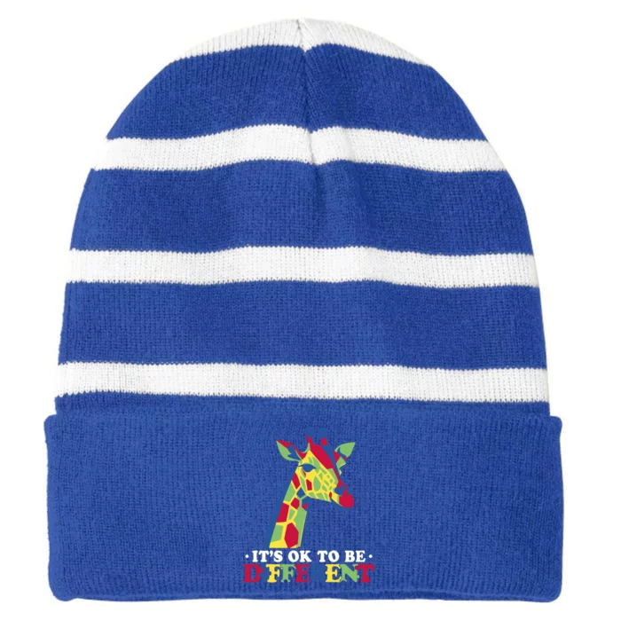 ItS Ok To Be Different Giraffe Gift Striped Beanie with Solid Band