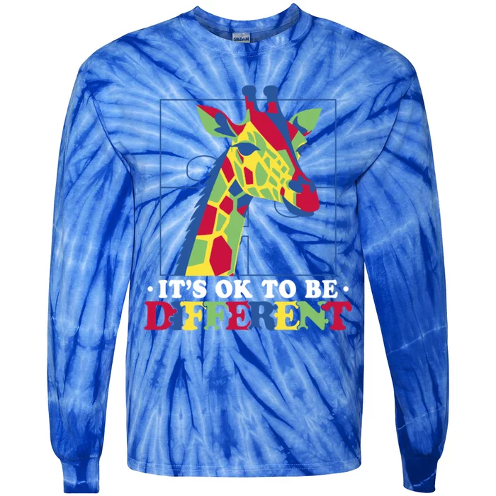 ItS Ok To Be Different Giraffe Gift Tie-Dye Long Sleeve Shirt