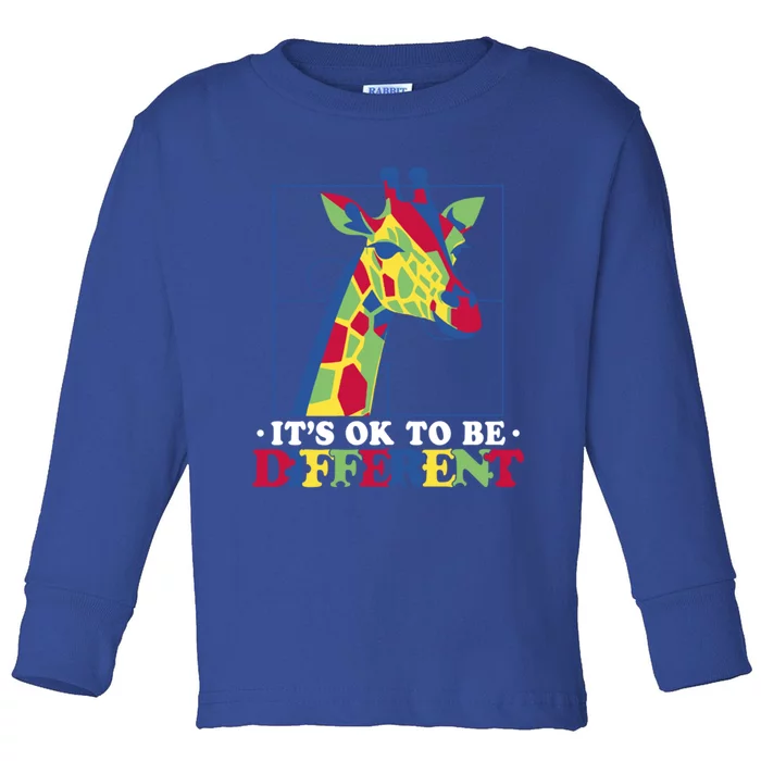 ItS Ok To Be Different Giraffe Gift Toddler Long Sleeve Shirt