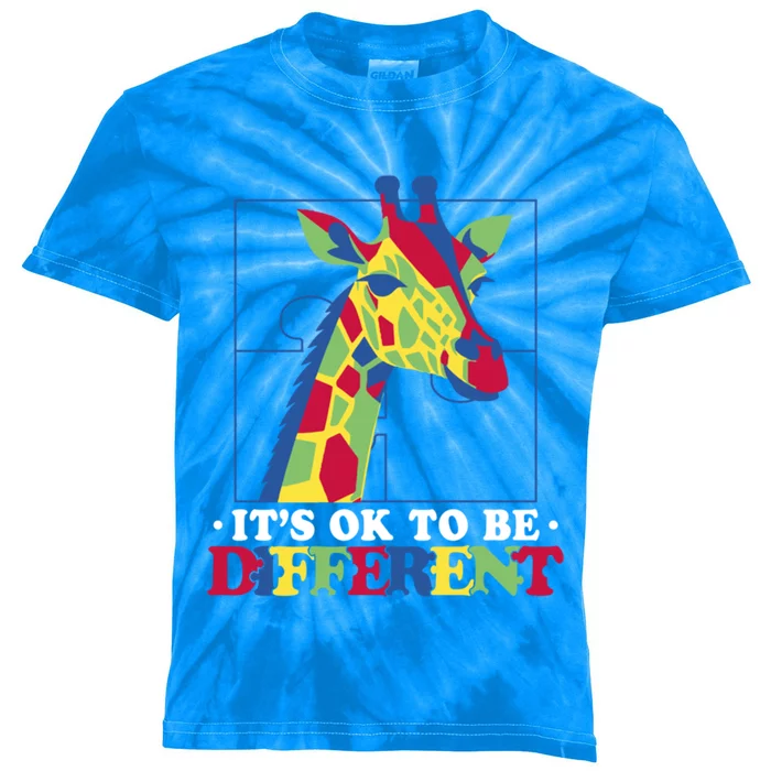 ItS Ok To Be Different Giraffe Gift Kids Tie-Dye T-Shirt