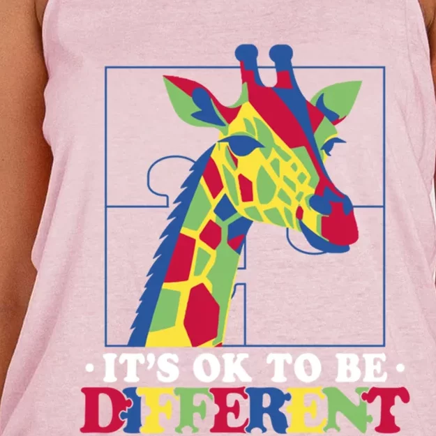 ItS Ok To Be Different Giraffe Gift Women's Knotted Racerback Tank