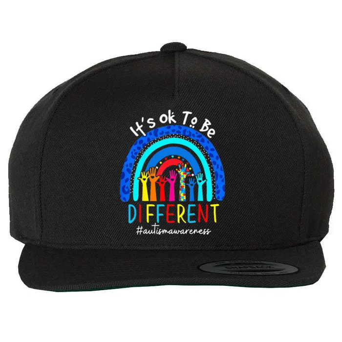 It's Ok To Be Different Autism Awareness Leopard Rainbow Wool Snapback Cap