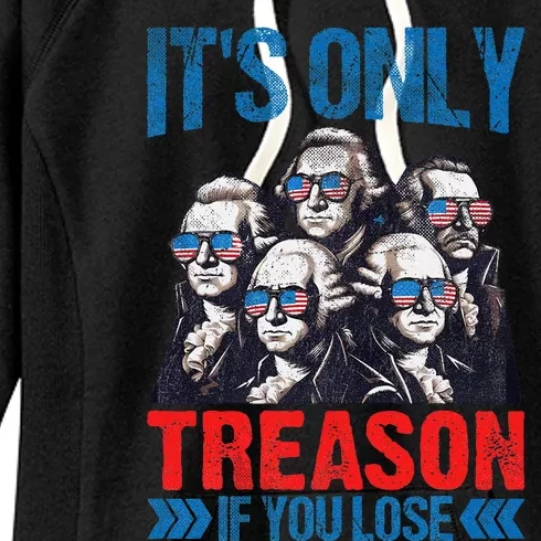 Its Only Treason If You Lose Funny Patriotic American Flag Women's Fleece Hoodie