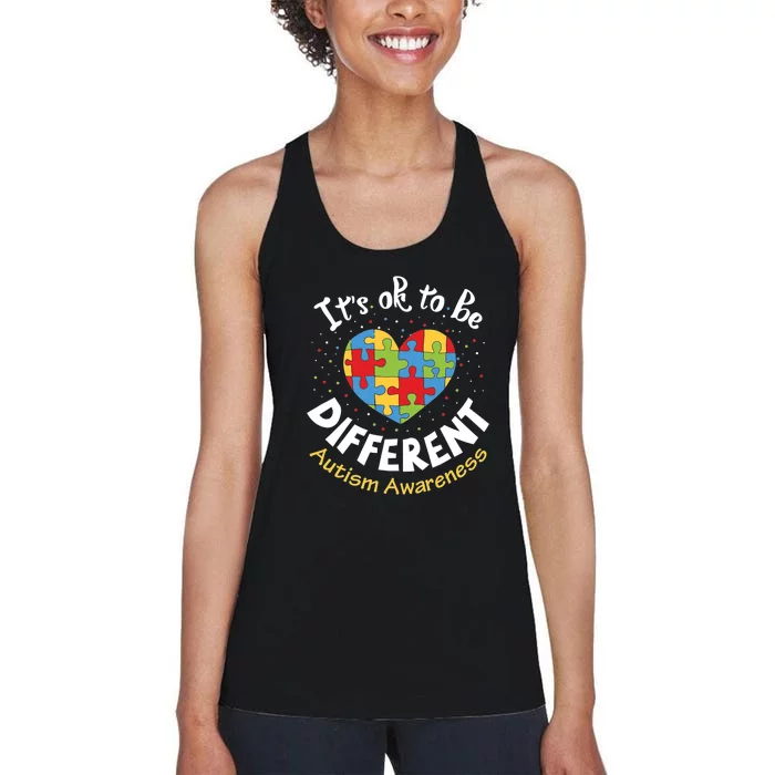 ItS Ok To Be Different Autism Awareness Women's Racerback Tank