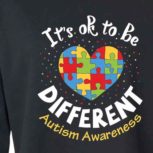 ItS Ok To Be Different Autism Awareness Cropped Pullover Crew