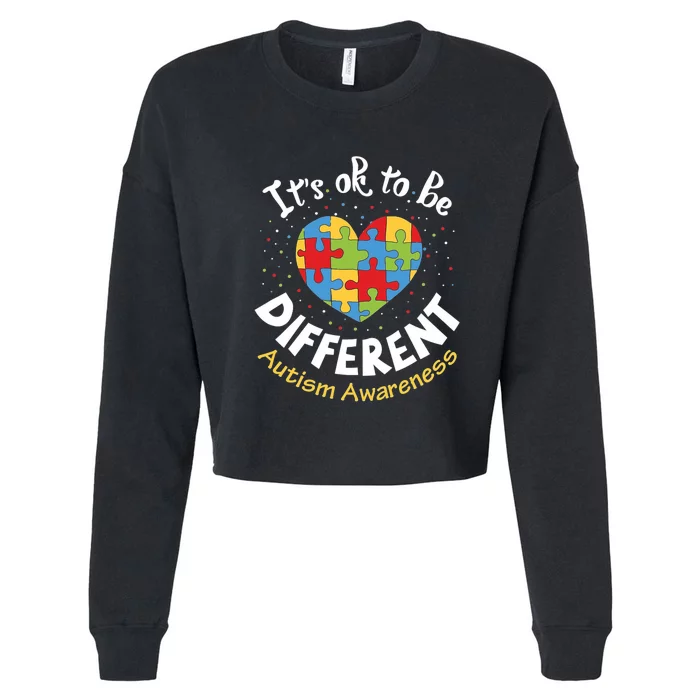 ItS Ok To Be Different Autism Awareness Cropped Pullover Crew