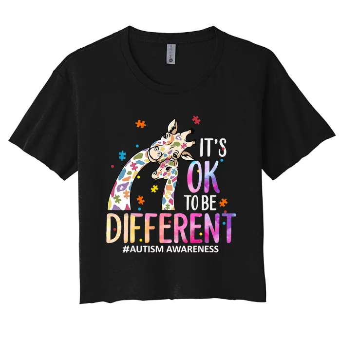 Its Ok To Be Different Autism Awareness Acceptance Be Kind Women's Crop Top Tee