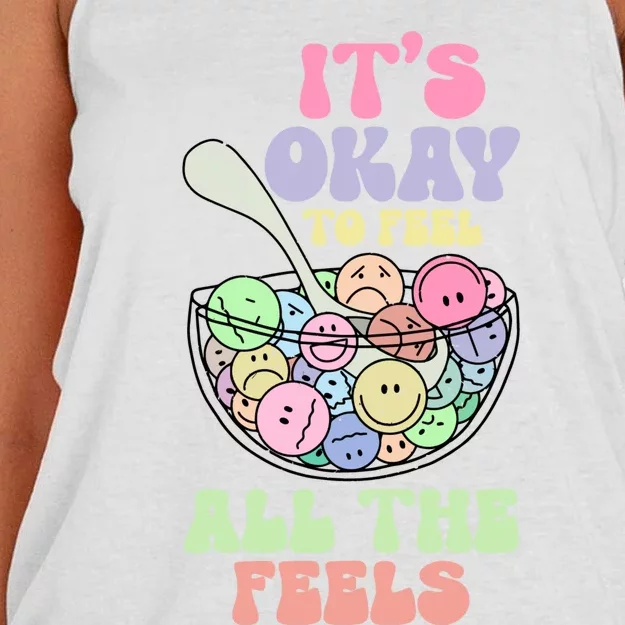 Its Okay To Feel All Feels Psychologists Women's Knotted Racerback Tank