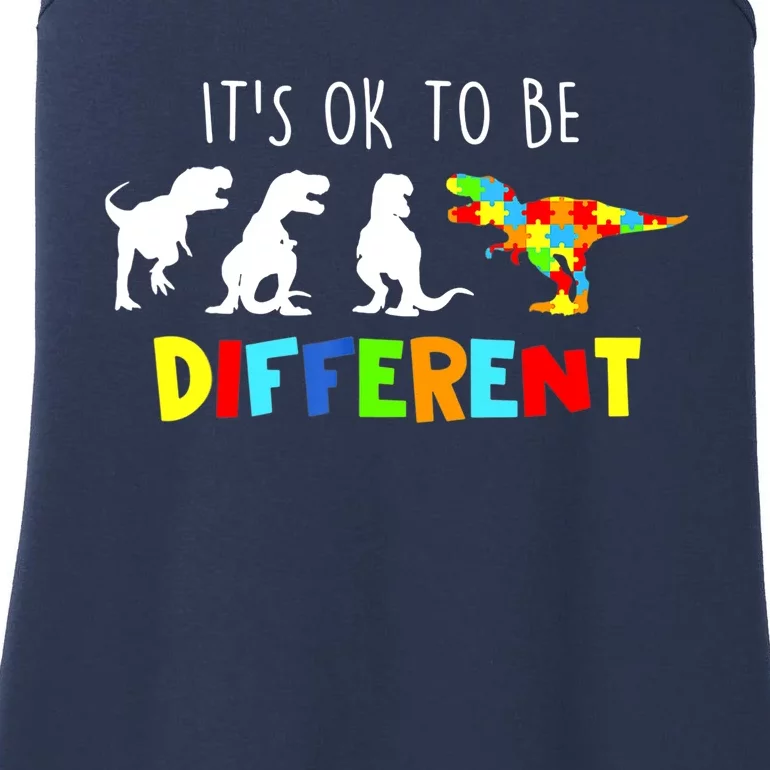 It's Ok To Be Different Autism Awareness Dinosaur Boy Ladies Essential Tank