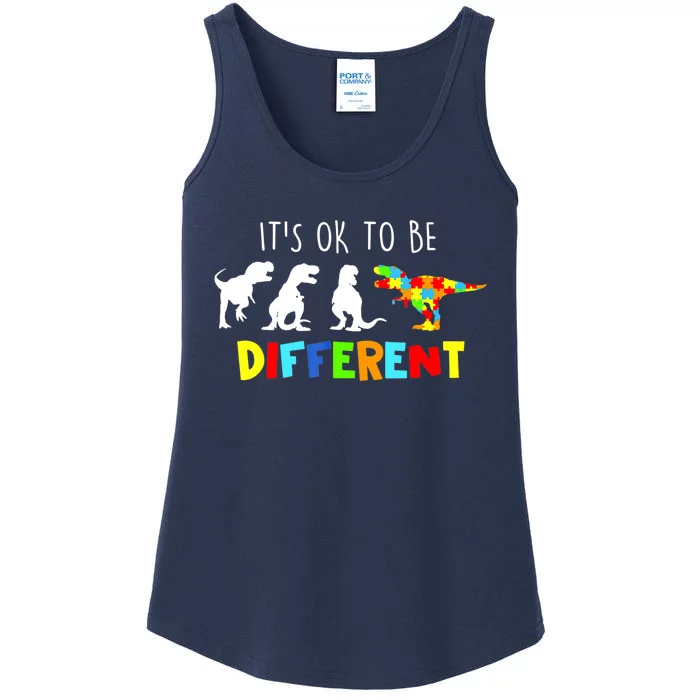 It's Ok To Be Different Autism Awareness Dinosaur Boy Ladies Essential Tank